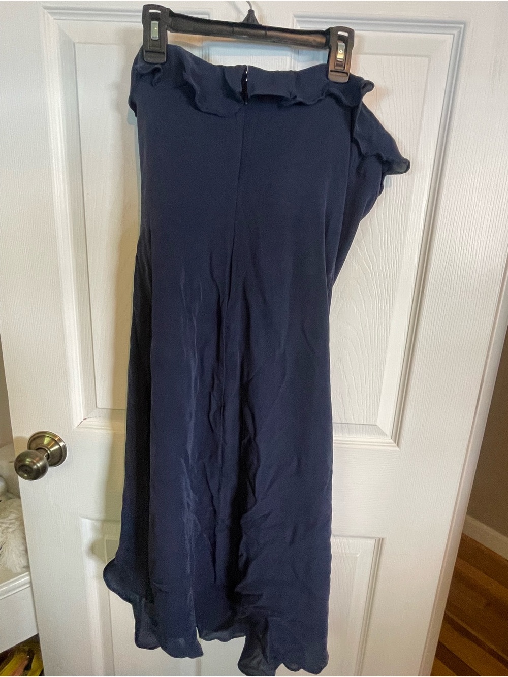Ralph Lauren Navy One-Shoulder Ruffle Midi Dress